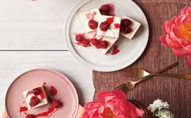 Cheesecake with Ginger-Lime Candied Raspberries
