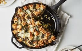 Cheesy Kale and Mushroom Strata