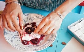 Cherries in Almond Syrup Over Greek Yogurt