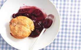 Cherry-Lime Cobbler with Vanilla Créme Fraîche Biscuits
