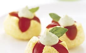 Cherry Tomato Polenta Tartlets with Basil Mayonnaise