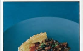 Chess Pie with Blackened Pineapple Salsa and Caramel Sauce