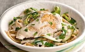 Chicken Alfredo with Zucchini Ribbons