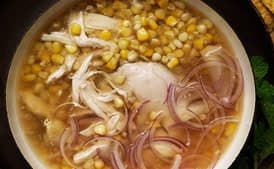 Chicken and Corn Soup with Chile-Mint Salsa
