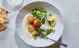 Chicken and Rice Meatballs With Hummus