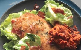 Chicken Cutlets with Romesco and Serrano Cracklin's