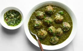 Chicken Meatballs With Molokhieh, Garlic, and Cilantro