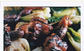 Chicken, Mushroom, and Bok Choy Kebabs