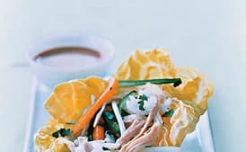 Chicken, Rice, and Mango in Lettuce Wraps