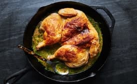 Chicken Under a Skillet with Lemon Pan Sauce