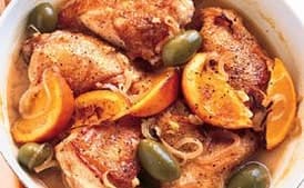 Chicken with Green Olives, Orange, and Sherry