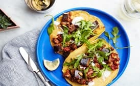 Chickpea Crêpe "Tacos" with Eggplant and Lamb