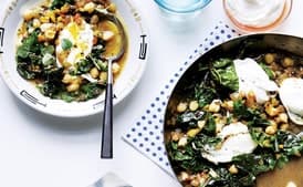 Chickpeas and Chard with Poached Eggs