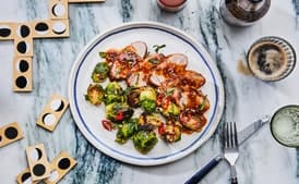 Chile-Marinated Pork with Vietnamese Brussels Sprouts