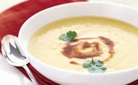 Chilled Corn Soup with Adobo Swirl