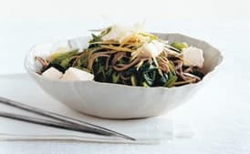 Chilled Soba with Tofu and Sugar Snap Peas
