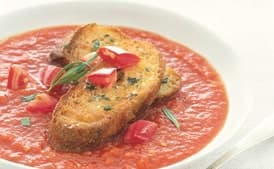 Chilled Tomato-Tarragon Soup with Croutons