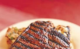 Chipotle-Rubbed Steaks with Gorgonzola Toasts