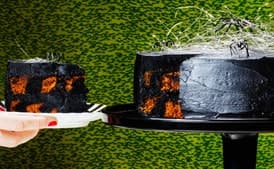 Chocolate and Pumpkin Zebra Cake