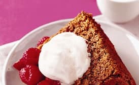 Chocolate Angel Food Cake with Fruit and Maple Yogurt