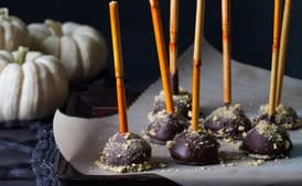Chocolate-Covered Pumpkin Cheesecake Pops
