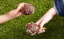 Chocolate-Dipped Ice Cream Cones With Peanuts