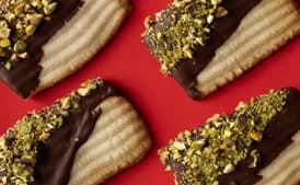 Chocolate-Dipped Spritz Washboards with Pistachios