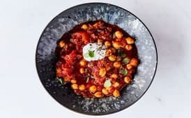 Chorizo, Tomato, and Chickpeas With Yogurt