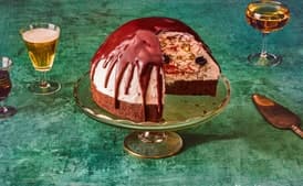 Christmas Bombe with Spiced Cake and Chocolate-Brandy Glaze