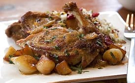 Cider-Braised Pheasant with Pearl Onions and Apples