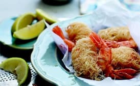 Citrus and Almond Prawns Wrapped in Knafe Pastry