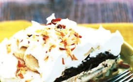 Coconut Pavlova With Chocolate Mousse and Bananas