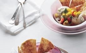 Coconut-Piloncillo Ice Cream with Coconut Tortilla Chips and Fruit Salsa