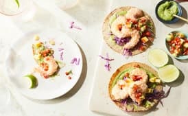 Coconut Shrimp Tacos With Mango Salsa and Avocado Cilantro Sauce