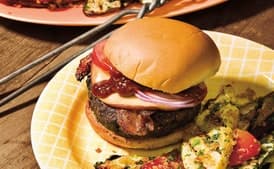 Coffee-Rubbed Cheeseburgers with Texas Barbecue Sauce