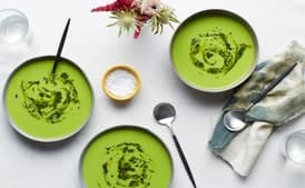 Cold Pea Soup with Herbed Oil Swirl