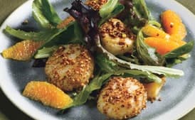 Coriander Scallops with Orange-Ginger Dressing