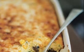 Corn Custard with Chorizo and Mushrooms