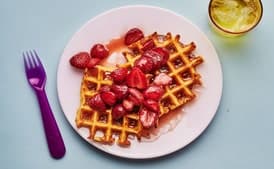 Corn Waffles with Strawberry Syrup