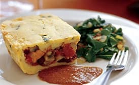 Cornbread Casserole and Butternut Squash, Mushrooms, and Ancho Mole