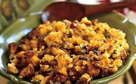 Cornbread Stuffing with Ham, Chestnuts, and Sage
