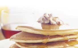 Cornmeal Pancakes with Honey-Pecan Butter