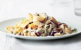 Creamy Pappardelle with Leeks and Bacon