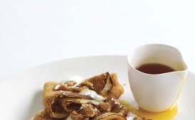Crepes with Maple-Walnut Praline and Crème Fraîche
