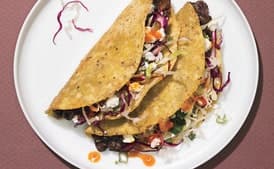 Crispy Black Bean Tacos with Feta and Cabbage Slaw