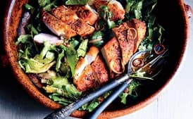 Crispy Chicken Breasts with Chermoula and Escarole