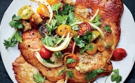 Crispy Chicken Cutlets with Cherry Tomato Panzanella