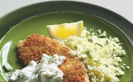 Crispy Tilapia Fillets with Fennel-Mint Tzatziki