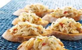 Crostini with Lump Crab Salad and Extra Virgin Olive Oil