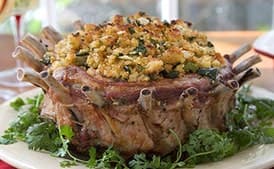 Crown Roast of Pork with Corn Bread-Poblano Stuffing